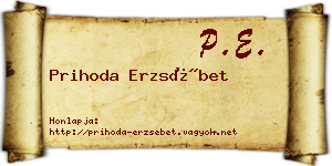 Prihoda Erzsébet névjegykártya